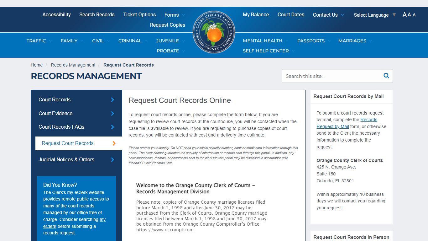 Records Management - My Orange Clerk